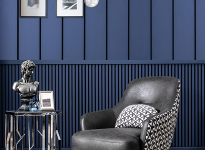 Armchair Wing Chair Imitation leather Living room Polyester Design Black